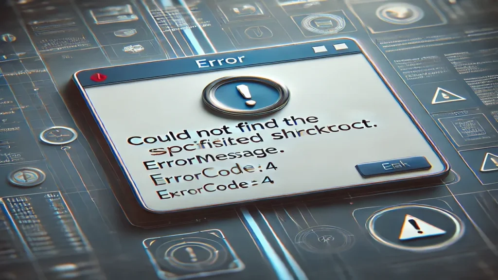 Errordomain=Nscocoaerrordomain&Errormessage=Could Not Find the Specified Shortcut.&Errorcode=4